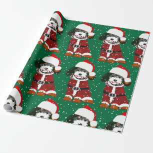 Schattigee Santa Paws Bernedoodle Holiday Green Cadeaupapier