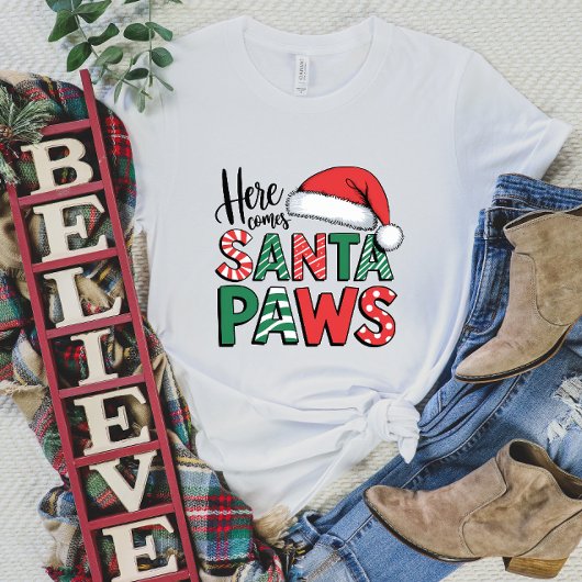 Schattigee Santa Paws Kerst T-shirt