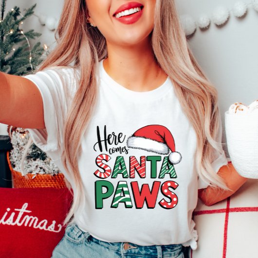 Schattigee Santa Paws Kerst T-shirt
