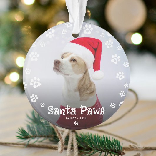 Schattigee Santa Paws Pet Christmas Foto Ornament