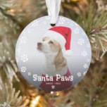 Schattigee Santa Paws Pet Christmas Foto Ornament<br><div class="desc">Vier het feestelijke seizoen met een schattig huisdier foto kerst ornament. Design beschikt over de grappige tekst 'Santa Paws',  uw huisdieren naam en jaar. Versierd met schattige kleine witte pootafdrukken die het afbeelding omlijsten.</div>