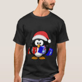 Schattigee Santa Penguin met geschenken T-shirt (Voorkant)