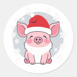 Schattigee Santa Piglet, Vakantie Piggie Ronde Sticker