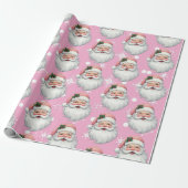 Schattigee Santa Pink Christmas Snowflakes Cadeaupapier (Uitgerold)