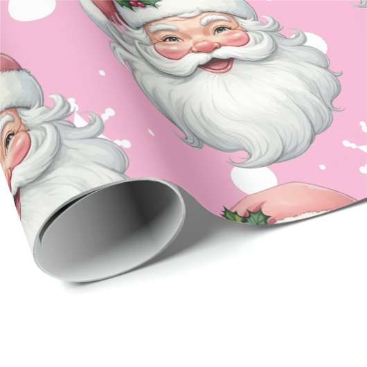 Schattigee Santa Pink Christmas Snowflakes Cadeaupapier (Rol Hoek)