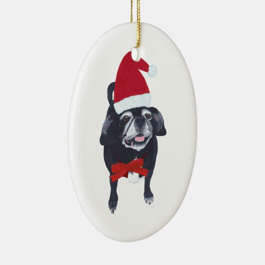 Schattigee Santa Pug Dog Kerst Ornamenten (Rechts)