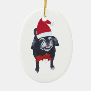 Schattigee Santa Pug Dog Kerst Ornamenten
