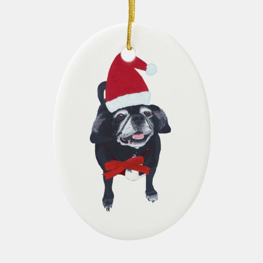 Schattigee Santa Pug Dog Kerst Ornamenten (Voorkant)