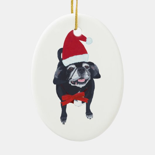 Schattigee Santa Pug Dog Kerst Ornamenten (Achterkant)
