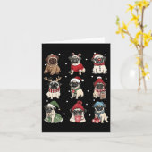 Schattigee Santa Pug Funny Xmas Lights Dogs Lover  Kaart (Gele Bloem)