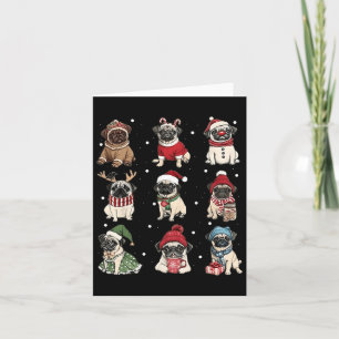 Schattigee Santa Pug Funny Xmas Lights Dogs Lover  Kaart