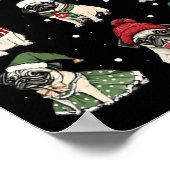 Schattigee Santa Pug Funny Xmas Lights Dogs Lover  Poster (Hoek)