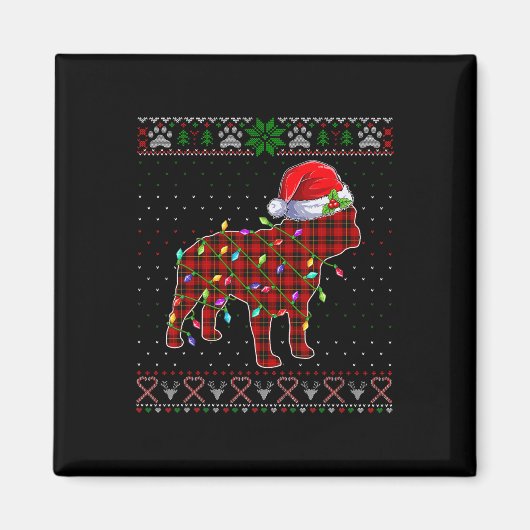 Schattigee Santa Red Plaid Franse Bulldog Light Le Magneet (Voorkant)