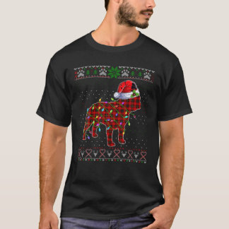 Schattigee Santa Red Plaid Franse Bulldog Light Le T-shirt