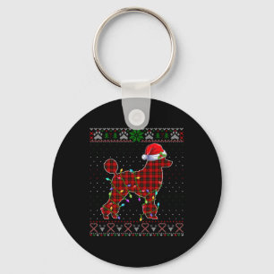 Schattigee Santa Red Plaid Poodle Light Lelijke Ke Sleutelhanger
