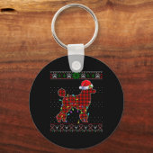 Schattigee Santa Red Plaid Poodle Light Lelijke Ke Sleutelhanger (Voorkant)