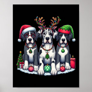 Schattigee Santa Reindeer Elf Grote Deen Kerstvrou Poster