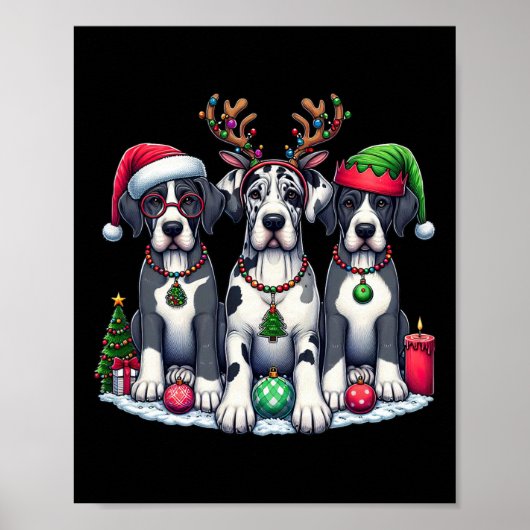 Schattigee Santa Reindeer Elf Grote Deen Kerstvrou Poster (Voorkant)