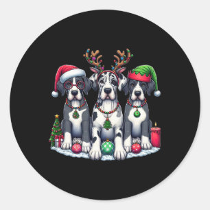 Schattigee Santa Reindeer Elf Grote Deen Kerstvrou Ronde Sticker