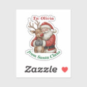 Schattigee Santa & Reindeer Hug Custom Vinyl Kerst Sticker (Vel)
