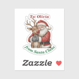 Schattigee Santa & Reindeer Hug Custom Vinyl Kerst Sticker