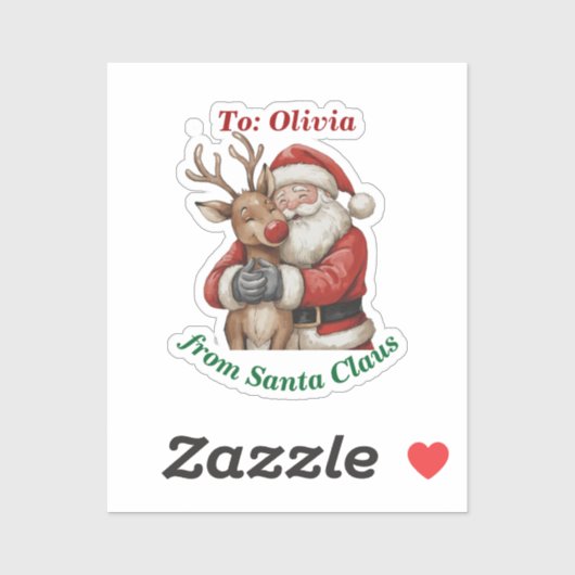Schattigee Santa & Reindeer Hug Custom Vinyl Kerst Sticker (Vel)