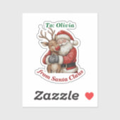 Schattigee Santa & Reindeer Hug Custom Vinyl Kerst Sticker (Vel)
