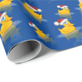 Schattigee Santa Rubber Duck op Deep Blue achtergr Cadeaupapier (Rol Hoek)