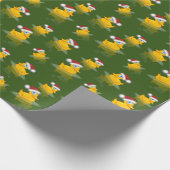 Schattigee Santa Rubber Duck op donkergroene achte Cadeaupapier (Hoek)