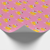 Schattigee Santa Rubber Duck op hete roze achtergr Cadeaupapier (Hoek)