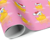 Schattigee Santa Rubber Duck op hete roze achtergr Cadeaupapier (Rol Hoek)