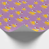 Schattigee Santa Rubber Duck op Lavendel Achtergro Cadeaupapier (Hoek)