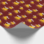 Schattigee Santa Rubber Duck op Maroon Achtergrond Cadeaupapier (Hoek)