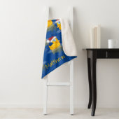 Schattigee Santa Rubber Ducks op donkerblauwe acht Sherpa Deken (In situ)