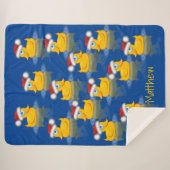 Schattigee Santa Rubber Ducks op donkerblauwe acht Sherpa Deken (Voorkant (horizontaal))