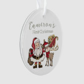 Schattigee Santa & Rudolph Eerste Kerstmis aangepa Ornament (voorkant)