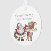 Schattigee Santa & Rudolph Eerste Kerstmis aangepa Ornament (voorkant)