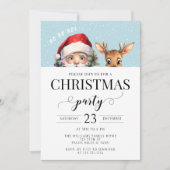 Schattigee Santa sneeuw herten kerst feestuitnodig Kaart (Voorkant)