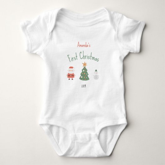 Schattigee Santa Tree Snowman Baby's eerste kerst Romper (Voorkant)