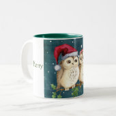 Schattigee Santa Uilen Tweekleurige Koffiemok (Voorkant links)