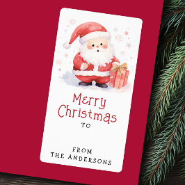 Schattigee Santa waterverf illustratie naar van ca Etiket