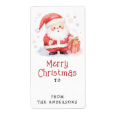 Schattigee Santa waterverf illustratie naar van ca Etiket (Voorkant)