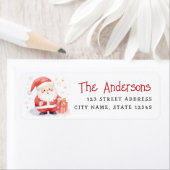 Schattigee Santa waterverf illustratie retour adre Etiket (Insitu)