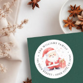 Schattigee Santa waterverf illustratie retour adre Ronde Sticker