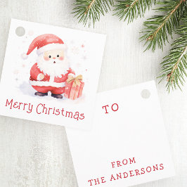 Schattigee Santa waterverf illustratie Vrolijk Ker Bedankjes Labels