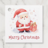 Schattigee Santa waterverf illustratie Vrolijk Ker Bedankjes Labels (Voorkant)
