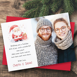 Schattigee Santa waterverf Vrolijke kerstfoto Feestdagenkaart