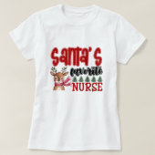 Schattigee Santa's favoriete verpleegster T-shirt (Design voorkant)