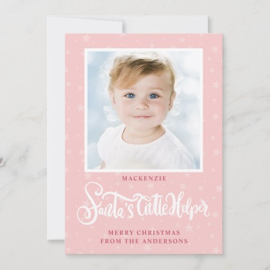 Schattigee Santa's Helper Little Girl Kerstfoto Feestdagenkaart (Voorkant)