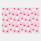 Schattigee Santas met feestelijke baarden blauw en Inpakpapier Vel (Voorkant 2)